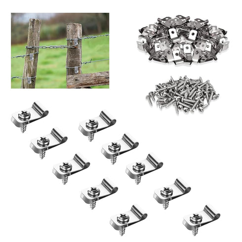 Wire Fence Clips, 100 Pcs Stainless Steel Agricultural Fencing Mounting Clips for 12-16 Gauge Welded Wire