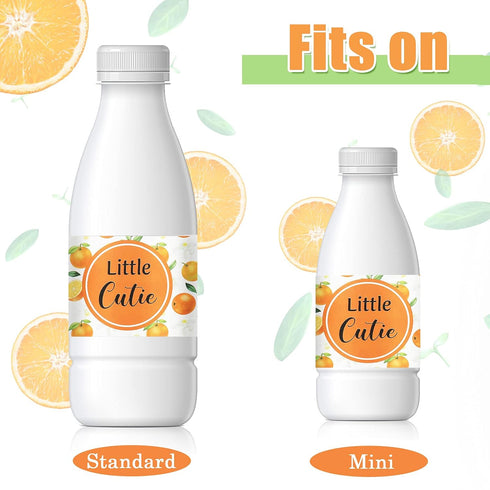 48 Pieces Baby Shower Water Bottle Labels, Oranges Little Cutie Baby Shower Decorations, Waterproof Wrappers for Unisex