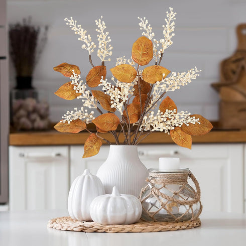 Thiccywoov 6 Pack Artificial Fall Berry Stems Fall Floral Picks for Floral Arrangements for Autumn Thanksgiving Home