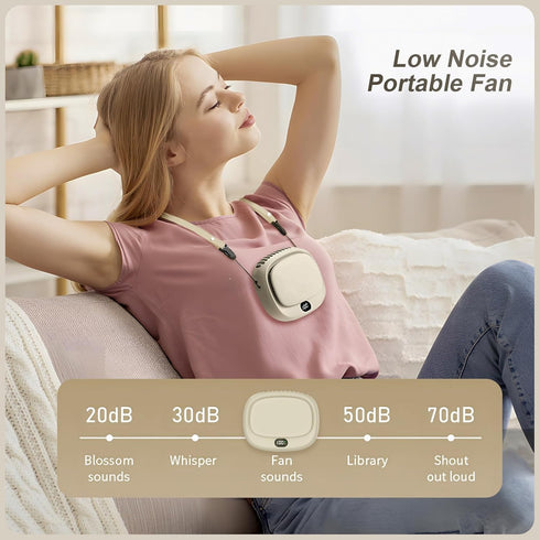 Portable Neck Fan, Handheld Mini Fan, USB Rechargeable with 5 Speed Adjustable for Home Outdoor