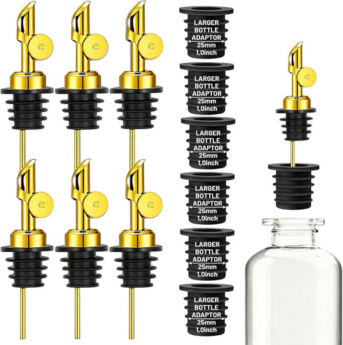 KIBARTOL 6 Pack Olive Oil Pour Spout with Adapters, Pourer for Olive Oil