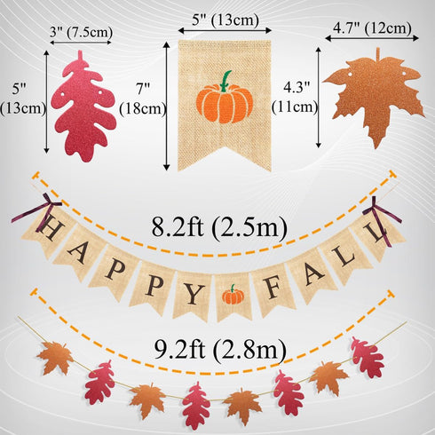 Uniwish Happy Fall Banner with Pumpkin Maple Leaves Sign, Garland Fall Thanksgiving Day Decorations for Mantle Fireplace