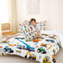Set Bulldozer Set 3Pcs Tractor Comforter, Excavator Machinery Trucks Bedding Full Size, Construction Vehicle Down