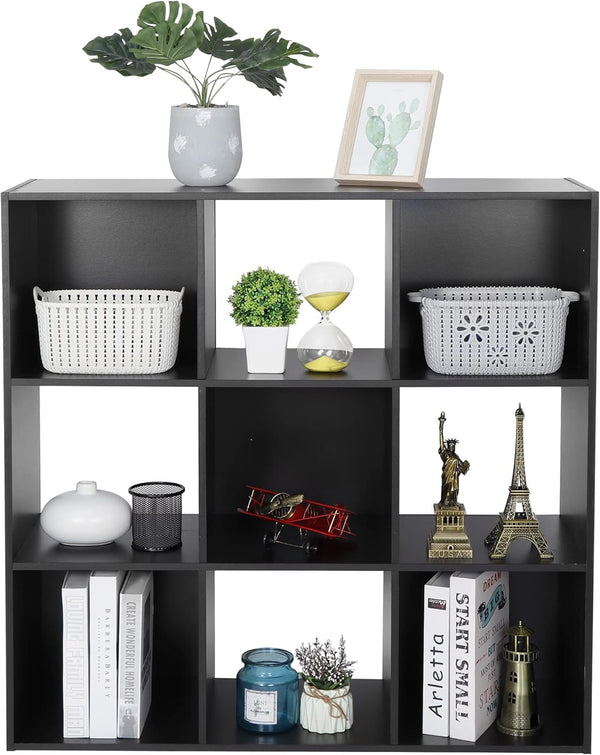 ZenStyle 9 Cube Storage Shelf Organizer, Wooden Bookshelf System Display Cube Shelves
