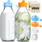 2 Pack 32 OZ Glass Milk Bottles with 2 Pour Spout Lids