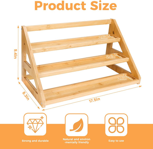 MNADSFKJ -3 CountertopsStorage Spice Rack, Spice Organizer Tier Bamboo Spice Racks, Solution for Spice Storage