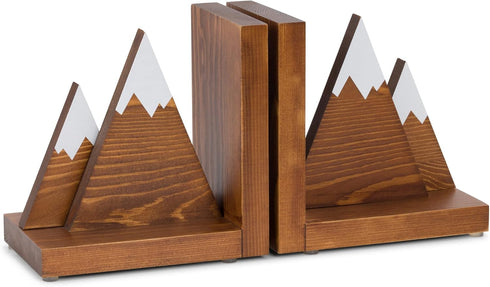 Waratah Designs Mountain Bookends - Wooden Non Slip Decorative Bookends for Heavy Books - Rustic Office Decor