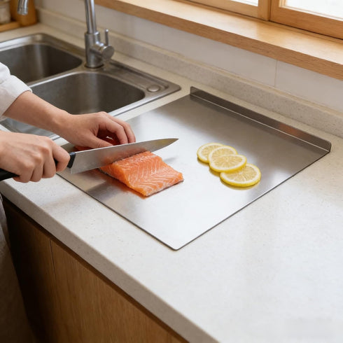 YICORIP (19.7 15.7 Stainless Steel Cutting Boards for The Kitchen, Suitable for Meat, Fruits, Vegetables, Bread