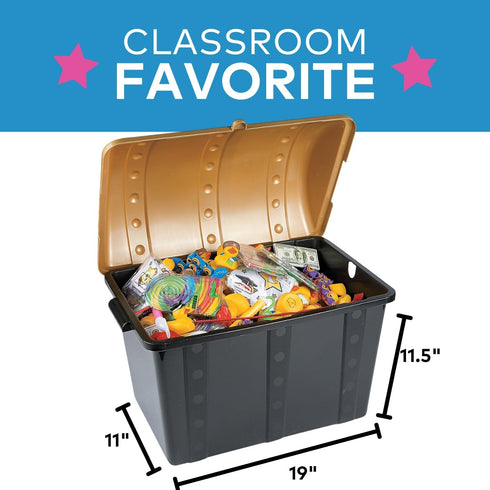 19" 11.5" 11" Fun Express Large Plastic Toy Treasure Chest - Premium Classroom Storage Prize Box for Teachers |
