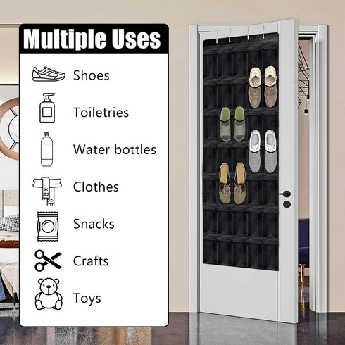 Tiny pets 35 Closet, 67.7in 26.4in Over the Door Shoe Organizer Pockets, Black Folding Hanging Shoe Rack for Door