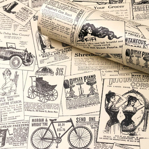 Self-Adhesive Vintage Newspaper Drawer Shelf Liner, 17.7x117 Inches, for Kitchen Bathroom Cabinets and Crafts