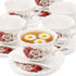 Set 6, 6 oz Set, Foraineam Tea Cup and Saucer of Porcelain Ivory Rose Tea Cups with Saucers and Spoons, Floral Coffee