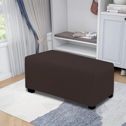 Easy-Going Stretch Ottoman Cover Folding Storage Stool Furniture Protector Soft Rectangle slipcover with Elastic