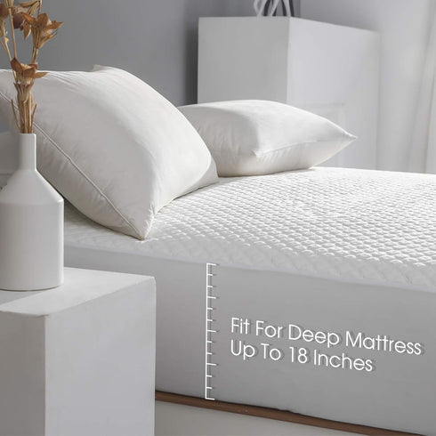 King Size Waterproof Mattress Protector, Rayon from Bamboo Cooling Fitted Cover with Deep Pocket