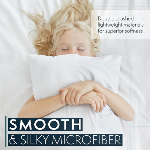 HC Collection Pillow Cases Standard/Queen Size Set of 2 - Microfiber, Extra Soft, White