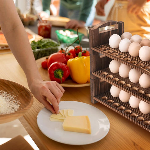 3 Countertop 36 3 Wooden Egg Holder Layer Fresh Egg Rack Holders Stackable Quail Egg Sorter Storage Trays Organizer