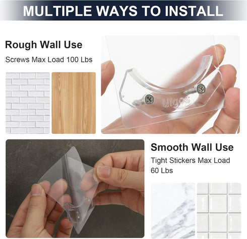 Shower Curtain Rod Holder, Easy Installation No Drilling Required, Transparent Wall Mount Rod Retainer (4 Pieces)