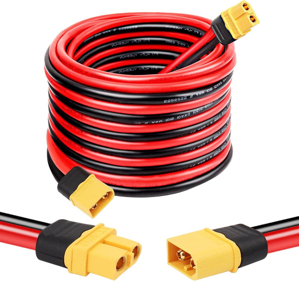 XT60 Extension Cable 10AWG 15FT, XT60 to XT60 Cable with Male to Female Connector for Portable Power
