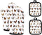 UNICEU White Chicken Pattern Fashion Heat Resistant Hot Oven Mitts & Pot Holders - Kitchen Gift Set with Non-Slip