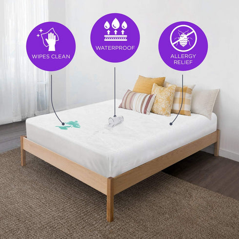 BLISSFORD Heavy Duty Plastic Mattress Protector, Twin Size Fitted Vinyl, 100% Waterproof