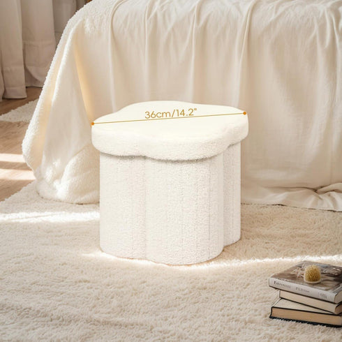 12.6" Small Ottoman with Storage, Flowers Shaped Foldable Foot Rest for Dorm Room, Living Room - Compact Organizer