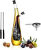 Oil and Vinegar Dispenser Bottle - Handblown Glass with Elegant Floral Etched