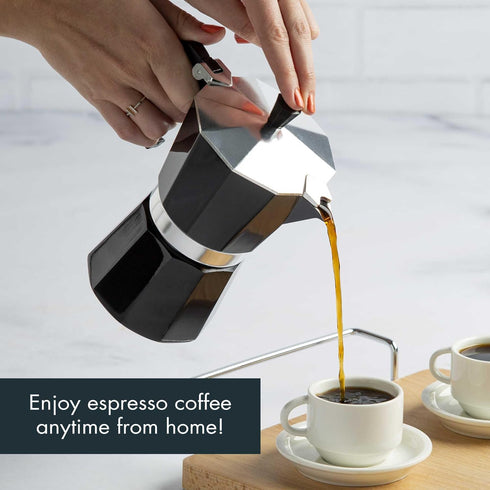 Primula Classic Stovetop Espresso and Coffee Maker, Moka Pot for Italian and Cuban Café Brewing, Greca Coffee Maker, Cafeteras, 6 Espresso Cups, Black by Primula