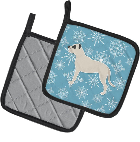 Caroline's Treasures BB3567PTHD Winter Snowflake Dogo Argentino Pot Holders Set, Heat Resistant, 7 1/2 x 7 1/2