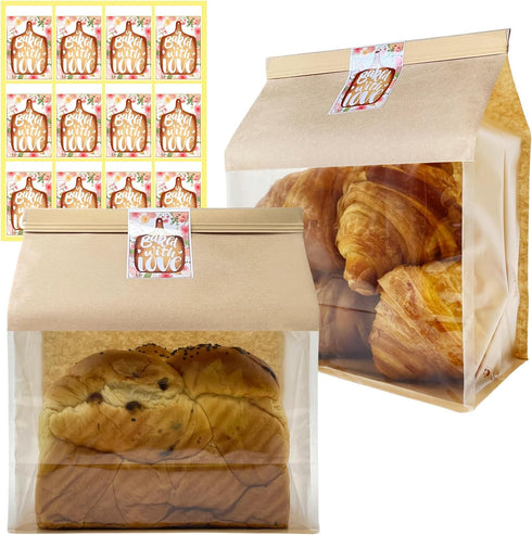 BIUBIU 25ct 8.74.311inch Thicker Large Bread Bags for Homemade with Window, Twist Tie