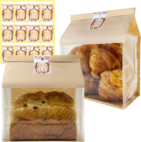 BIUBIU 25ct 8.74.311inch Thicker Large Bread Bags for Homemade with Window, Twist Tie