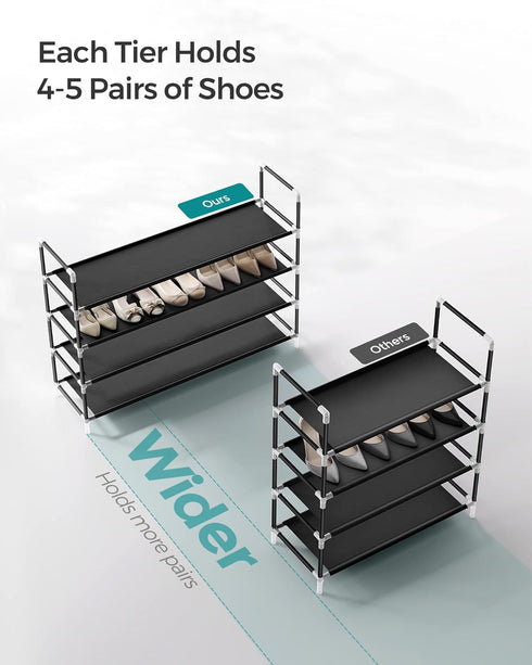 4-Tier Closet, ULSH054B01 SONGMICS Shoe Rack, Shoe Storage for Hallway Slim and Space-Saving, Metal Frame, Non-Woven