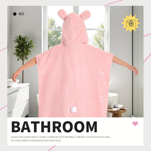 3-12 OLAOLA Bunny Hooded Kids Beach Towels for Years Boys Girls, Soft Absorbent Kids Hooded Bath Towel Wrap, Toddler