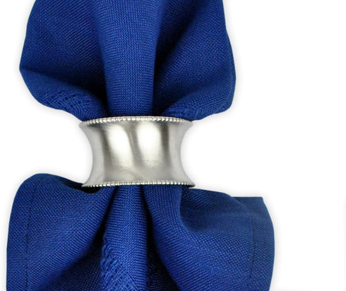 DII Decorative Assorted Silver Napkin Ring Set, Beaded Silver, 6 Count