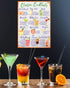 Classic Cocktails Recipes Magnetic Chart A4 Format - Kitchen Pub Wall and Fridge Decor