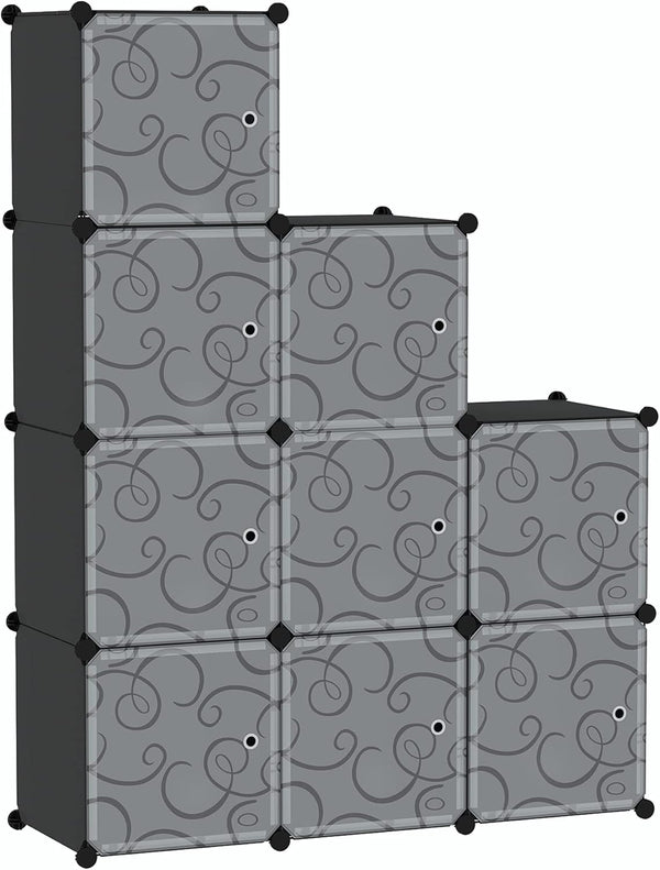 C&AHOME Cube Storage Organizer with Doors - 9-Cube Shelves, DIY Plastic Modular Bookshelf, 36.6”L x 12.4”W x 36.6”H,