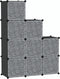 C&AHOME Cube Storage Organizer with Doors - 9-Cube Shelves, DIY Plastic Modular Bookshelf, 36.6”L x 12.4”W x 36.6”H,