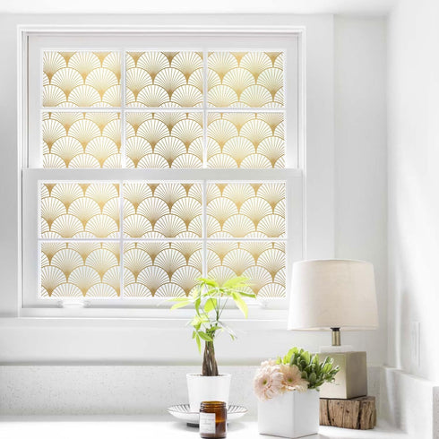 DKTIE Window Privacy Film, Frosted Glass Static Clings Non-Adhesive with Installation Tools, Modern Home Style