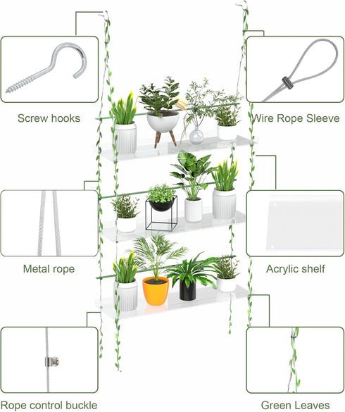 3-Tier) Jolitac Acrylic Window Boxes Plant Shelves for Windows, Acrylic Hanging Window Plant Shelves, Indoor Windows