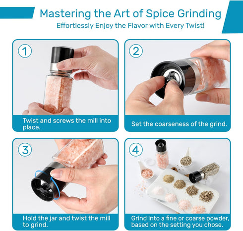 AOZITA 14 Pcs Glass Spice Jars with Black Lids, 4oz Square Bottles, Airtight Metal Caps, Silicone Funnel