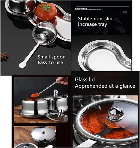 18/8 Set 3 Tenta Tenta Kitchen Stainless Steel Seasoning Box Condiment Jar Spice Jar Spice Rack Condiment Cruet Bottle