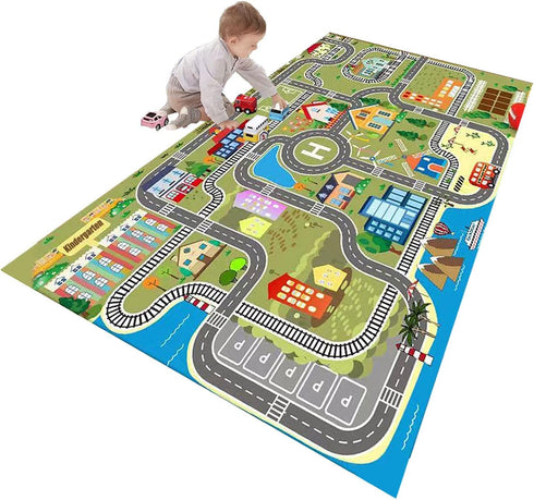 JCTQBHQF Kids Rug Play Mat for Toy Cars,City Life Road Traffic Educational Carpet,Have