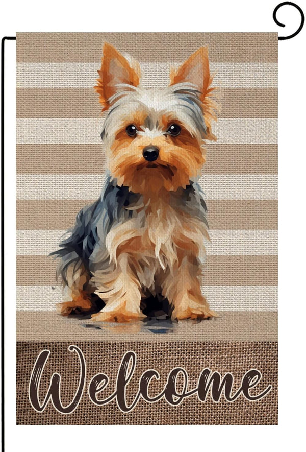 Yorkie Garden Flag 12x18 Inch, Home Garden Welcome Dog Spring Yard Flag Double Sided for Outdoor Decoration