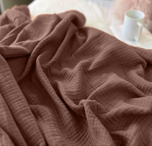 KyraHome 100% Cotton Throw Blankets, 90x90 Queen, Organic Cotton Muslin Blanket, Plant Dyed,