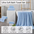 8 Set-2 Sheets,2 Towels,4 Washcloths-600GSM Piece Oversized Blue Bath Towel Extra Large Bath Towel Hand Soft Highly