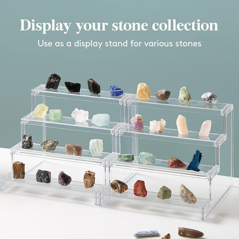 Lifewit 4 Tier Clear Display Risers Stand, Plastic Organizers for Figures, Cupcake, Dessert, Desktop Display