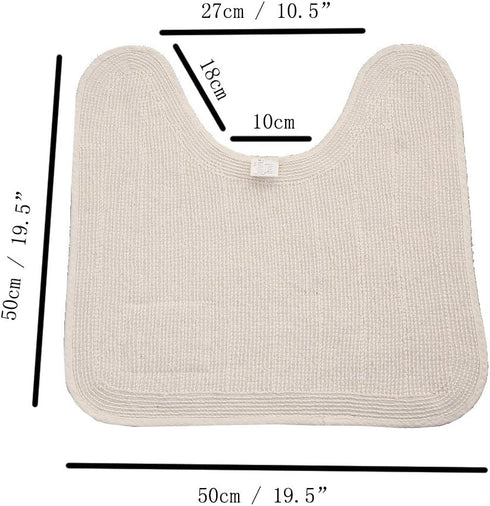 USIX Hand Tufted Cotton Bath Mat, Soft Absorbent Hotel Spa Tub Shower Floor Rug, Non-Rubber Back, Grey, U Shape