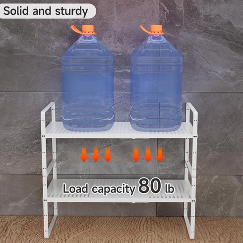 2Pack 16.5-27L Countertop Expandable Cabinet Shelf Organizer, Stackable Metal Shelves, Kitchen Organizers and Storage