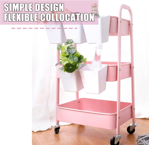 6 Pack Hanging Cup Holder, Rolling Cart Organizer Accessories for Kids Storage