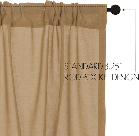 VHC Brands Tobacco Cloth Fringed Farmhouse Decor Kitchen Swag Prairie Panels Door Window Tier Set Curtains, Khaki,