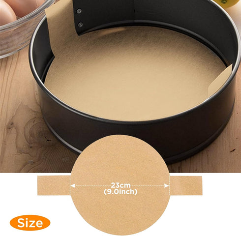 GeeRic 100 Pcs Baking Parchment Paper, 9 inch Round Cake Pan Liner with Lift Tab, Non-Stick Precut Baking Parchment for Baking Cookies, Bread (Unbleached) by GeeRic